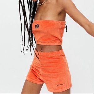 Urban Outfitters. iets frans Velour tube top and shorts. Size Small both pieces.